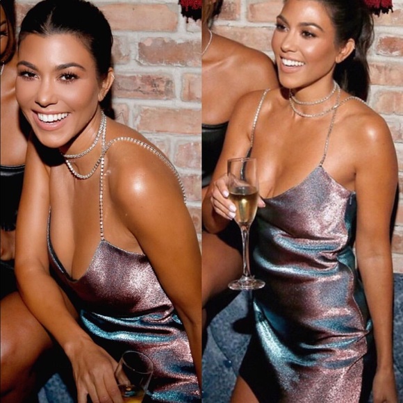 SOLD.AREA NYC Crystal Choker iridescent Dress - Picture 2 of 8